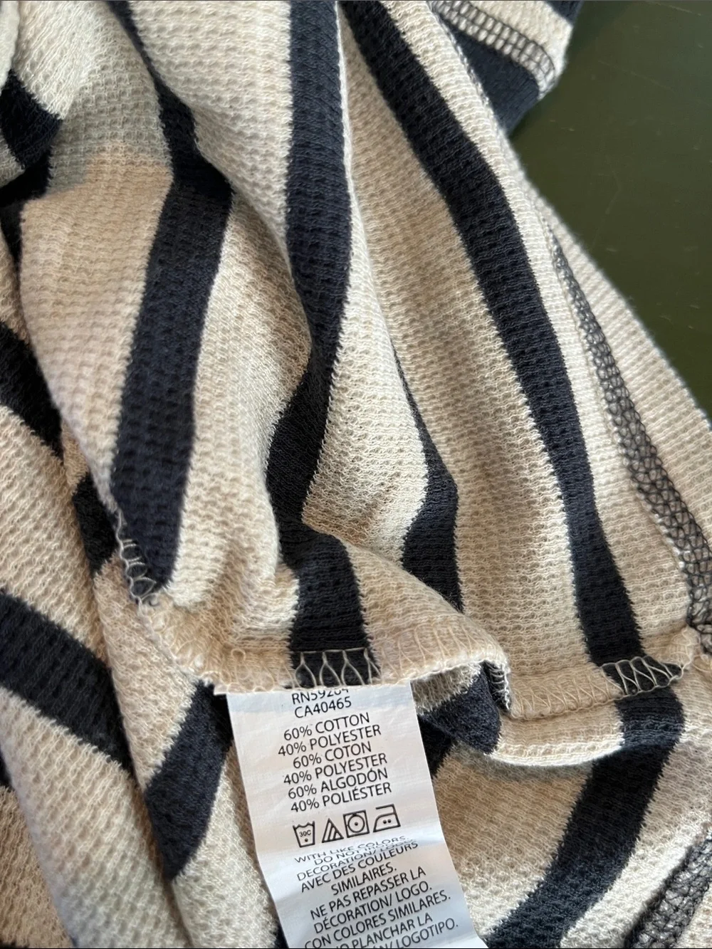 The Children's Place Black & Cream Striped Thermal Top